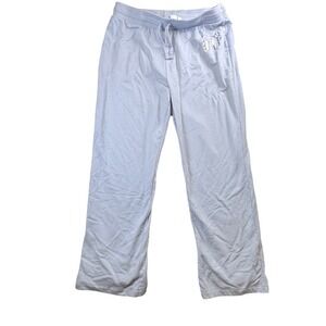 GAP Women's Lounge Pants‎ Silver Logo Light Blue Drawstring Sweatpants Size L